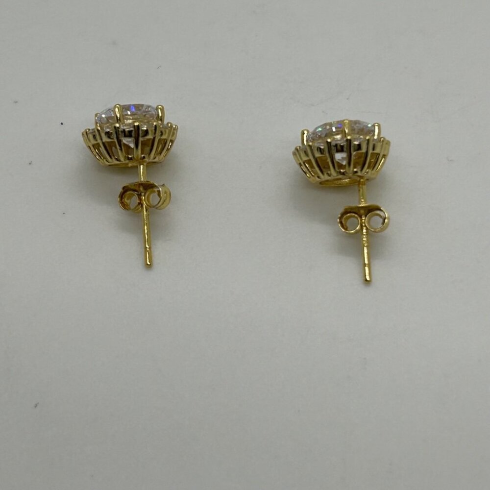 Primrose 18K Gold Over Sterling Silver Cubic Zirconia Halo Stud Earrings - Picture 8 of 14